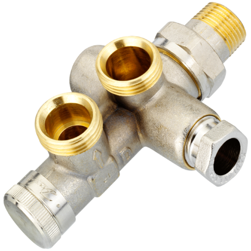 Danfoss 013G3368 Узел нижнего подключения RA-KEW для однотр никель 1/2"x3/4"