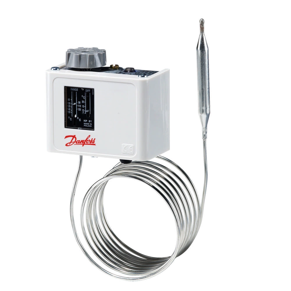 Danfoss 060L112566 — Реле температуры (термостат) KP, IP 30/44, диапазон регулирования 80...150 °C, длина трубки 2 м