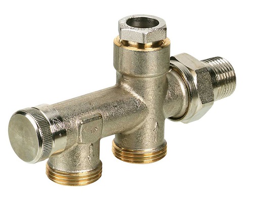 Узел нижнего подключения Danfoss 013G7041 RTR-K для двухтр никель 1/2"x3/4"ЕК Ру10 прямой