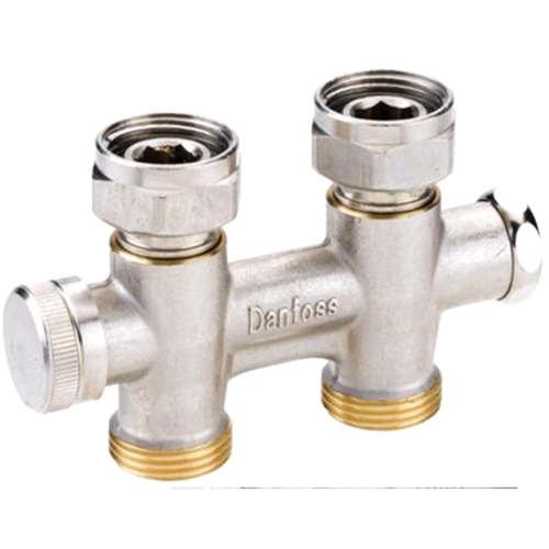 Danfoss 003L0241 Узел нижнего подключения RLV-KD для двухтр никель 3/4" x3/4"