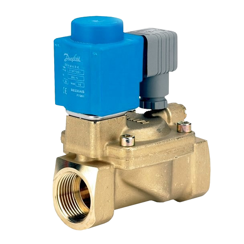 Danfoss 042U436702 Клапан эл/магн латунь НО EV220W Ду32 Ру16 G1 1/4'' ВР серия 10-50 с катушкой AS024DS 24В DC 80С