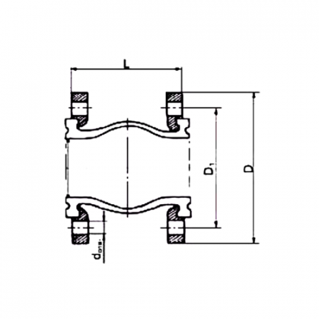 Компенсатор резиновый EPDM DI7240 Ду 32 Ру10/16 бар фл Tecofi DI7240-0032