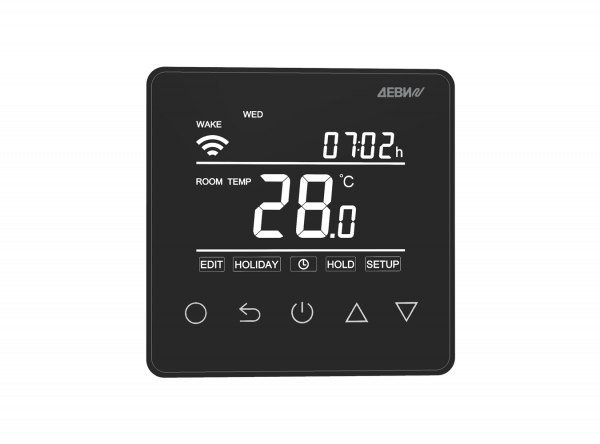 140F1143R — Терморегулятор ДЕВИ Prime c Wi-Fi черный IP 21, размеры 87 x 87 x 42 мм, диапазон регулирования температуры 5...40 °С