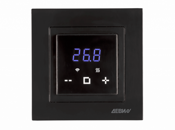 140F1069R — Терморегулятор ДЕВИ Classy c Wi-Fi черный, IP 21, размеры 84 x 84 x 50 мм, диапазон регулирования температуры 5...40 °С